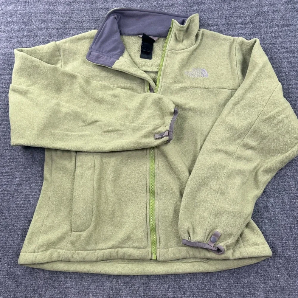 The North Face Fleece Jacket Size Medium Green Full Zip Mock Neck Women's